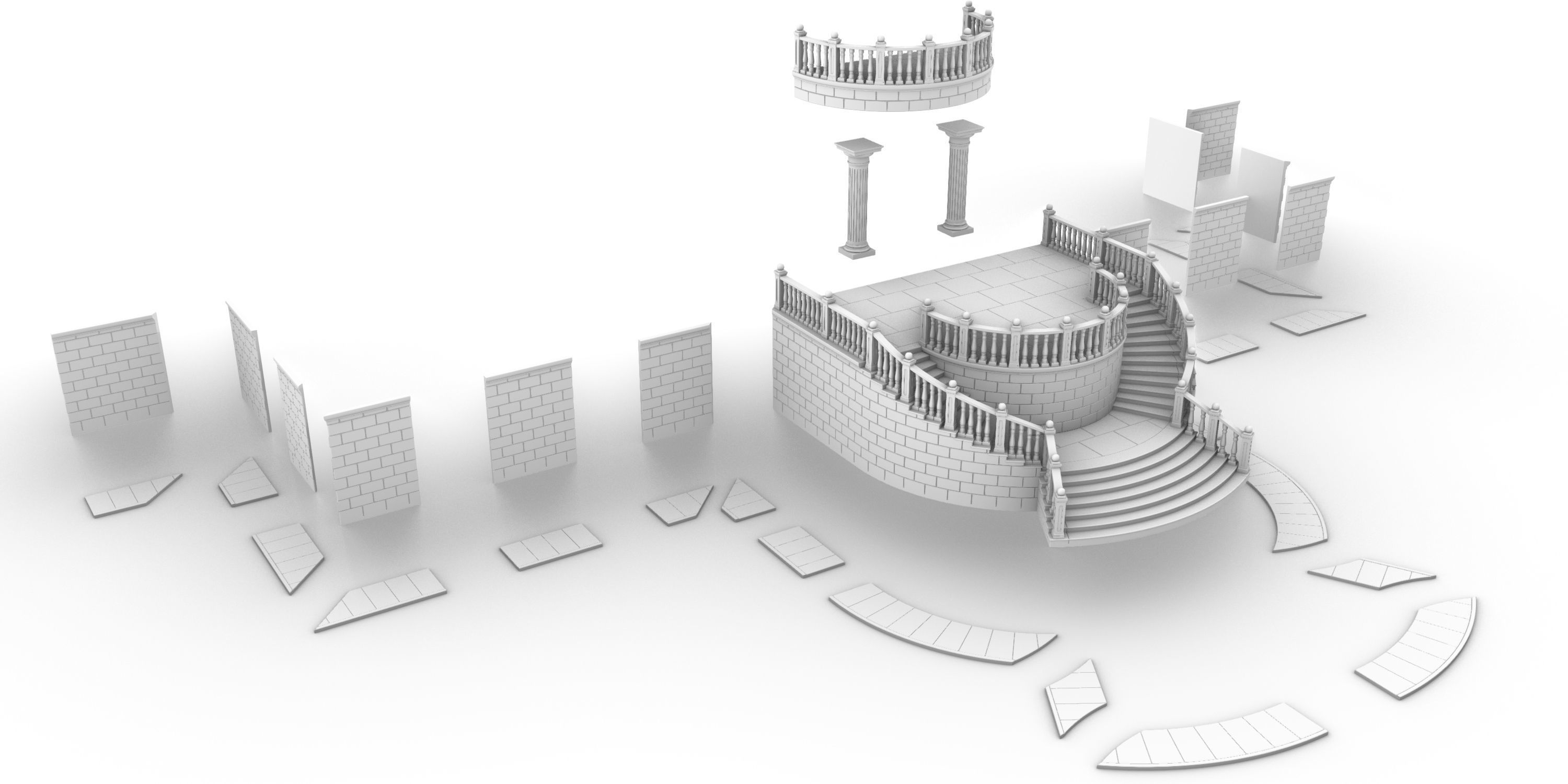 Entrance stairs and balcony 3D print model_9