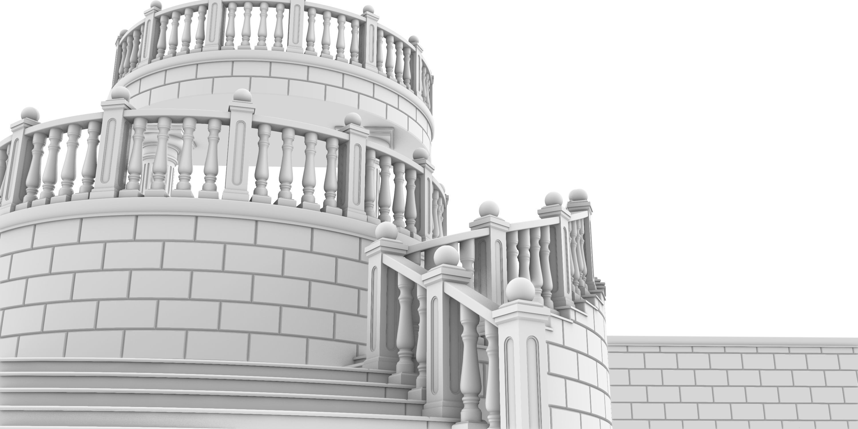 Entrance stairs and balcony 3D print model_6