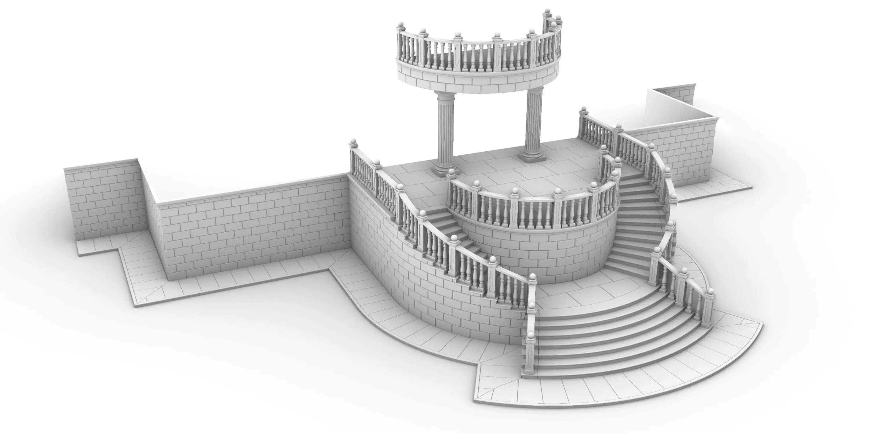 Entrance stairs and balcony 3D print model_0