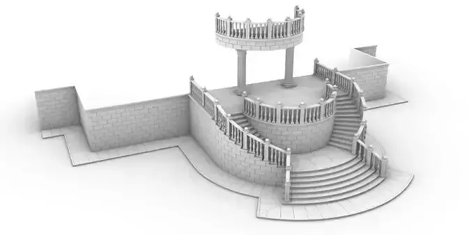 Entrance stairs and balcony 3D print model