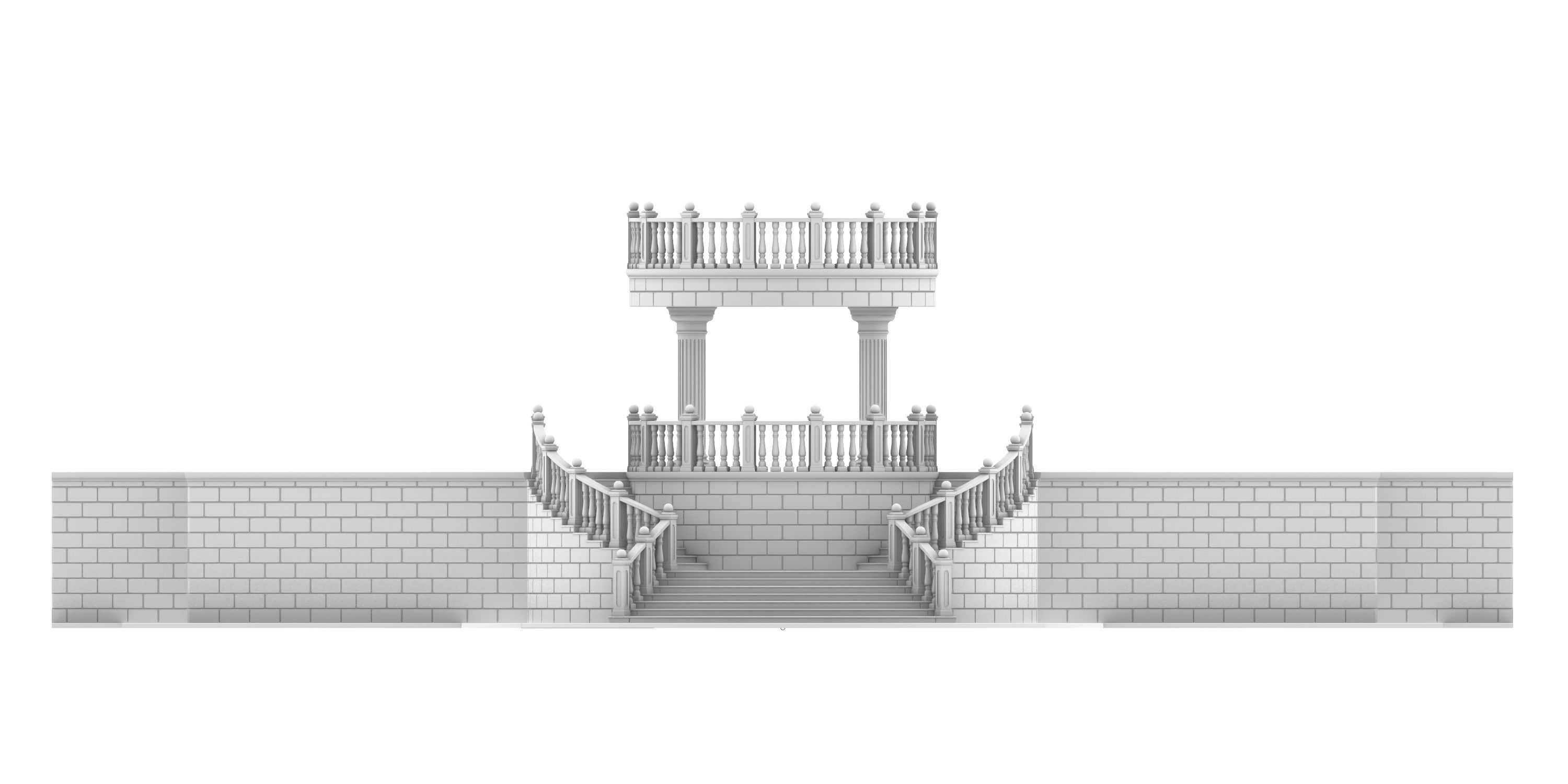 Entrance stairs and balcony 3D print model_8