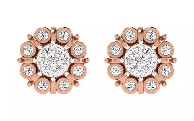 Women earrings-pendant set 3dm render detail