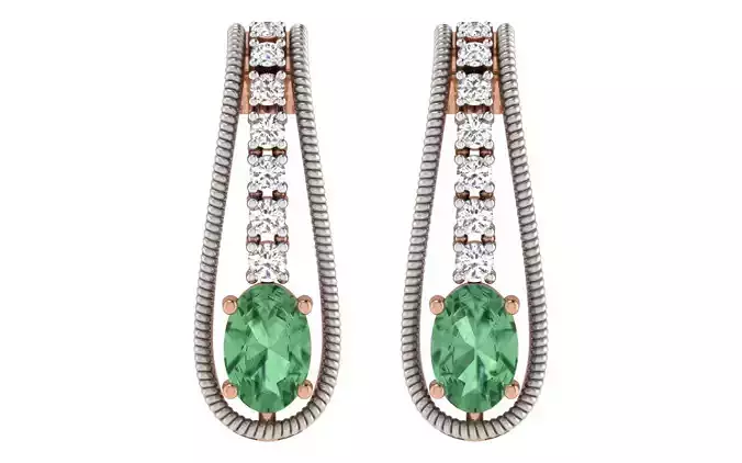 Women earrings-pendant set 3dm render detail