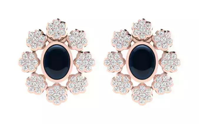 Women earrings-pendant set 3dm render detail