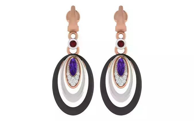 Women earrings-pendant set 3dm render detail