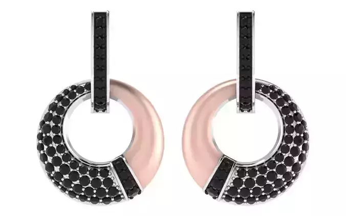 Women earrings-pendant set 3dm render detail