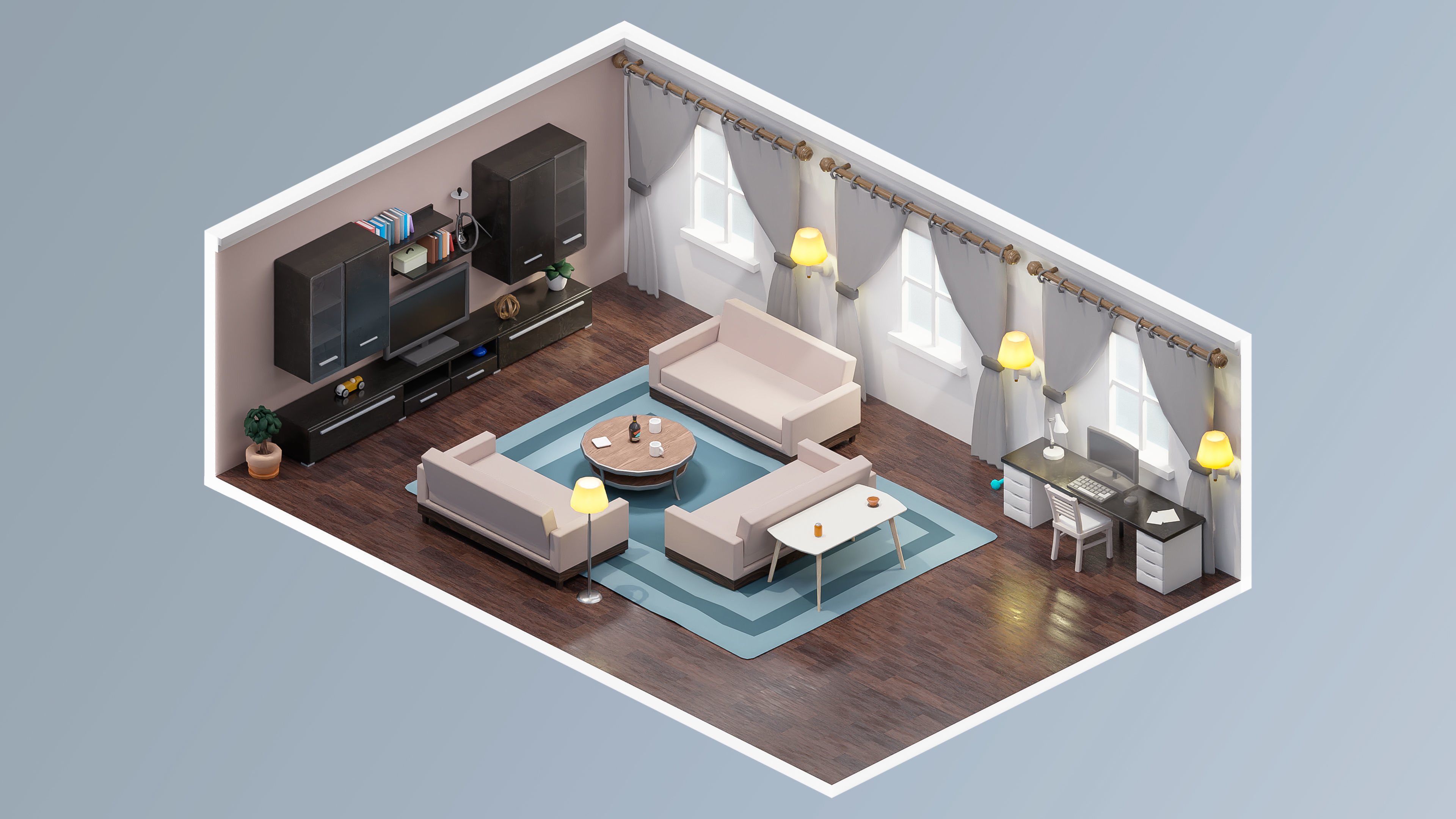 Room 29 Low-poly 3D model_3