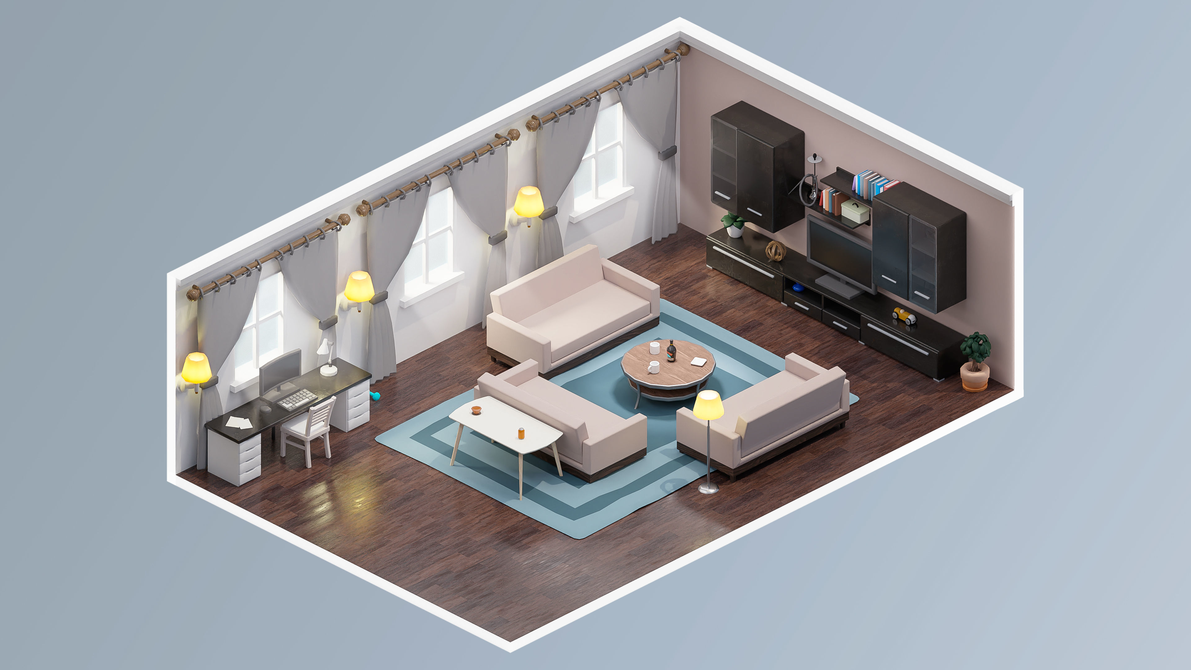 Room 29 Low-poly 3D model_4
