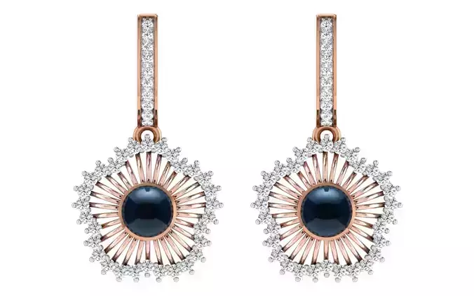 Women earrings-pendant set 3dm render detail