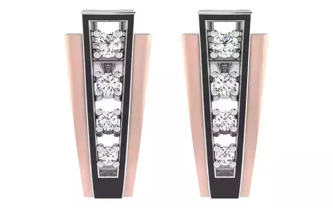 Women earrings-pendant set 3dm render detail