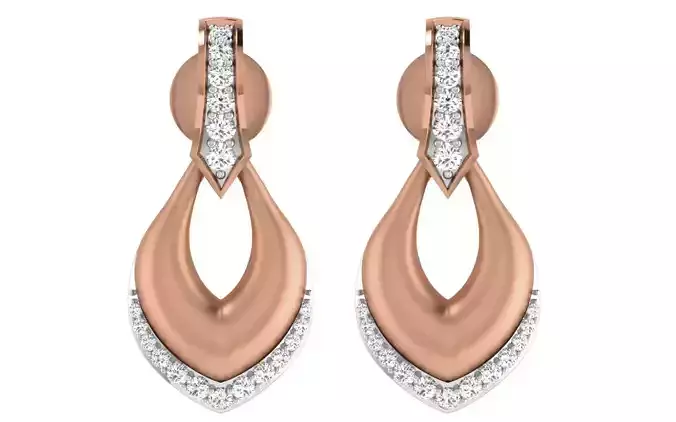 Women earrings-pendant set 3dm render detail