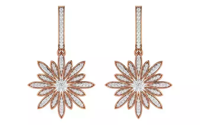 Women earrings-pendant set 3dm render detail