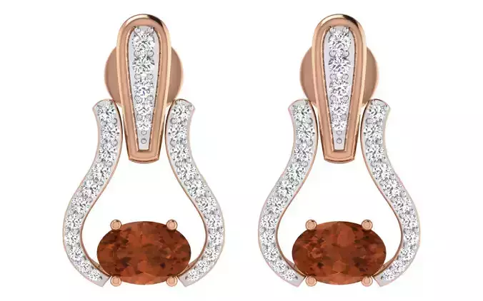 Women earrings-pendant set 3dm render detail