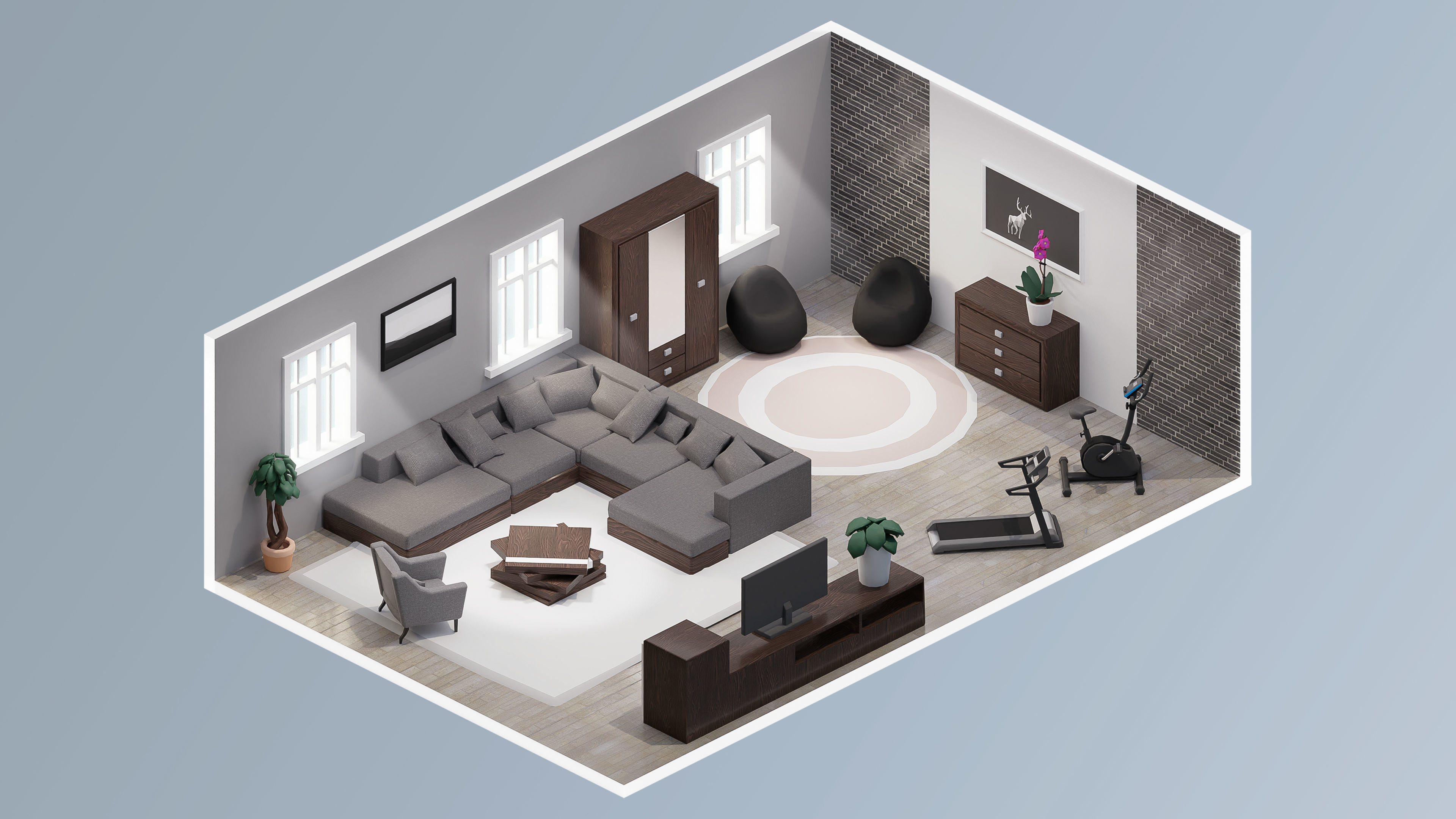 Room 30 Low-poly 3D model_4