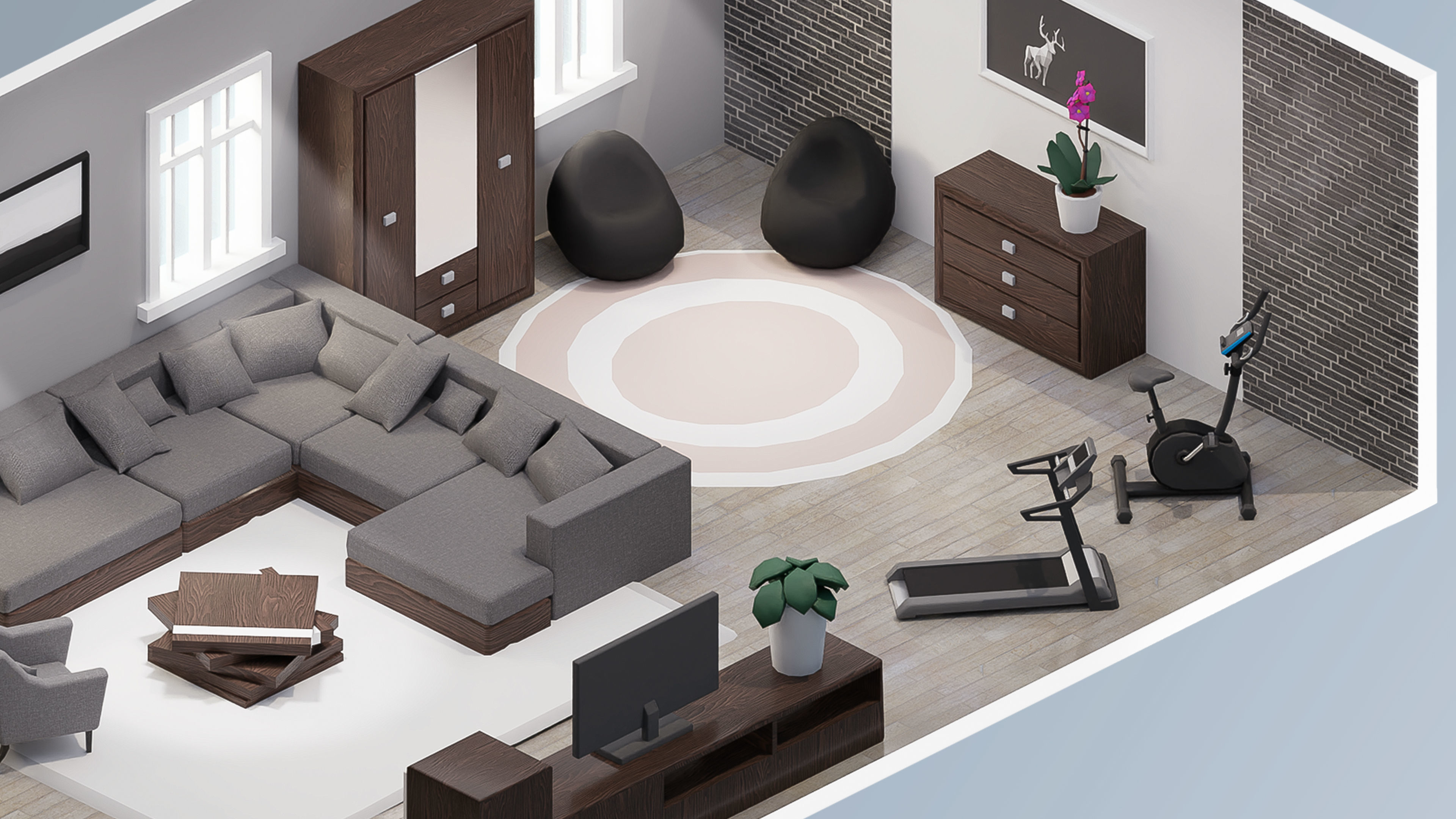 Room 30 Low-poly 3D model_2