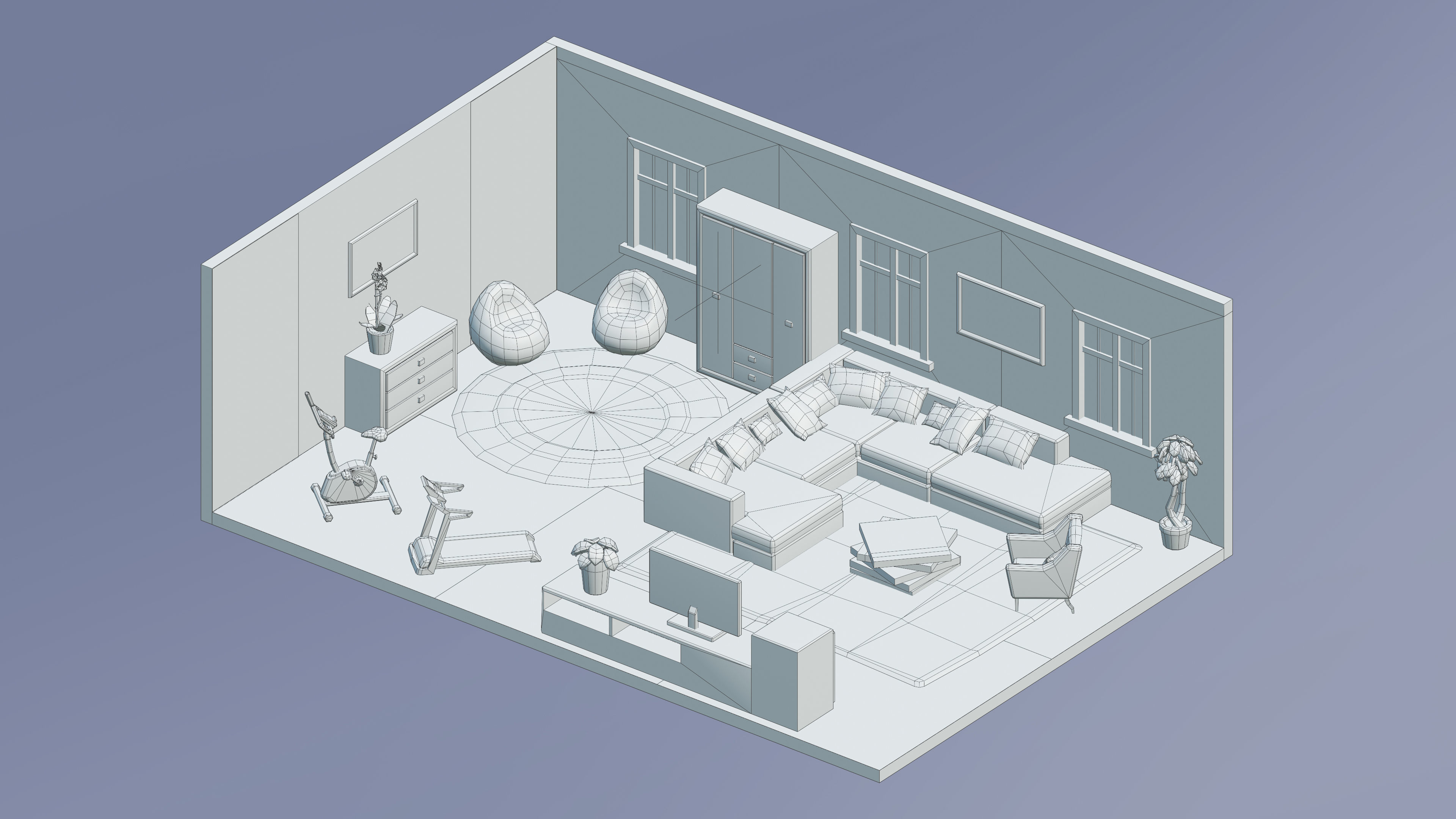 Room 30 Low-poly 3D model_5