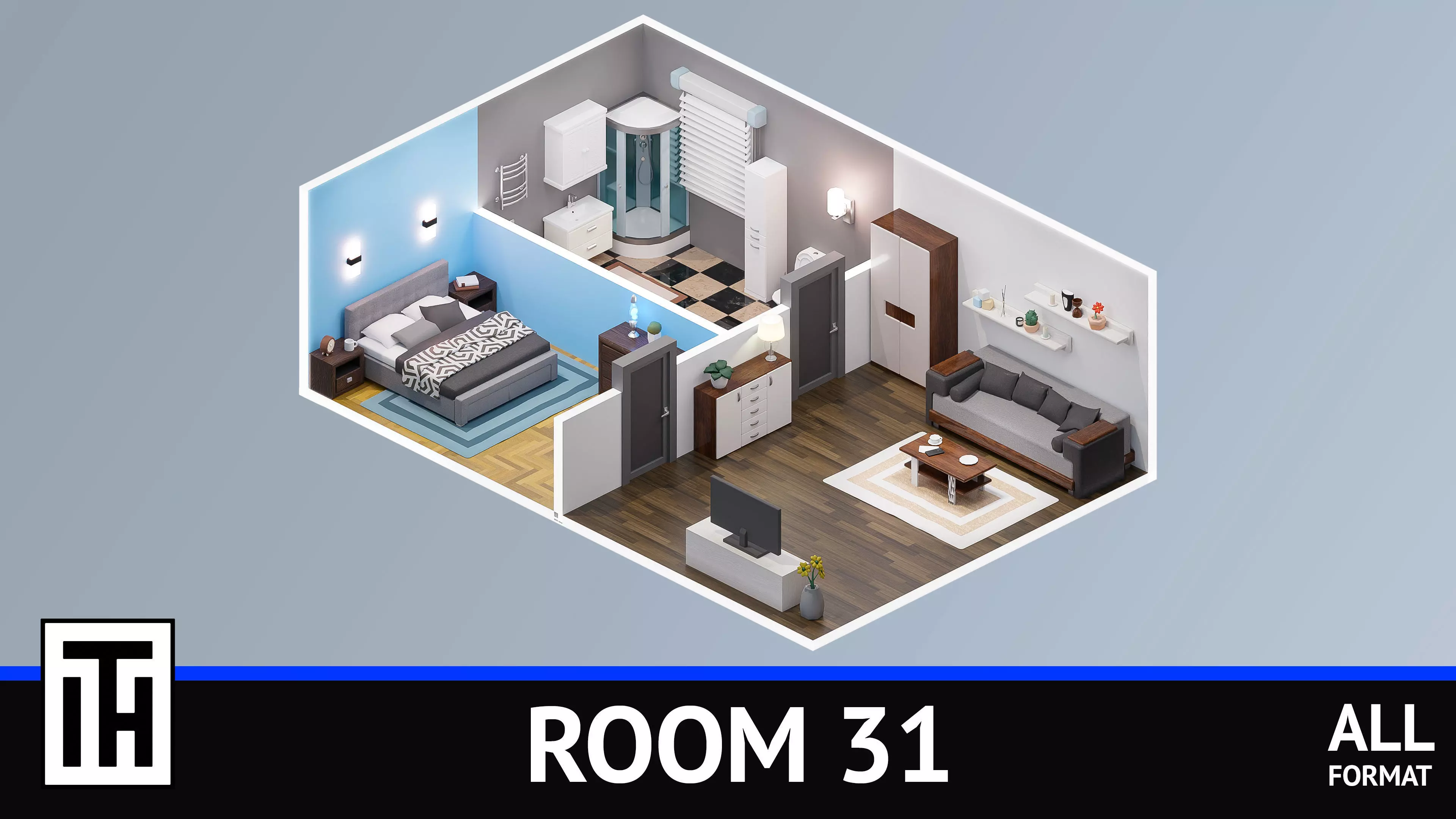 Room 31 Low-poly 3D model_0