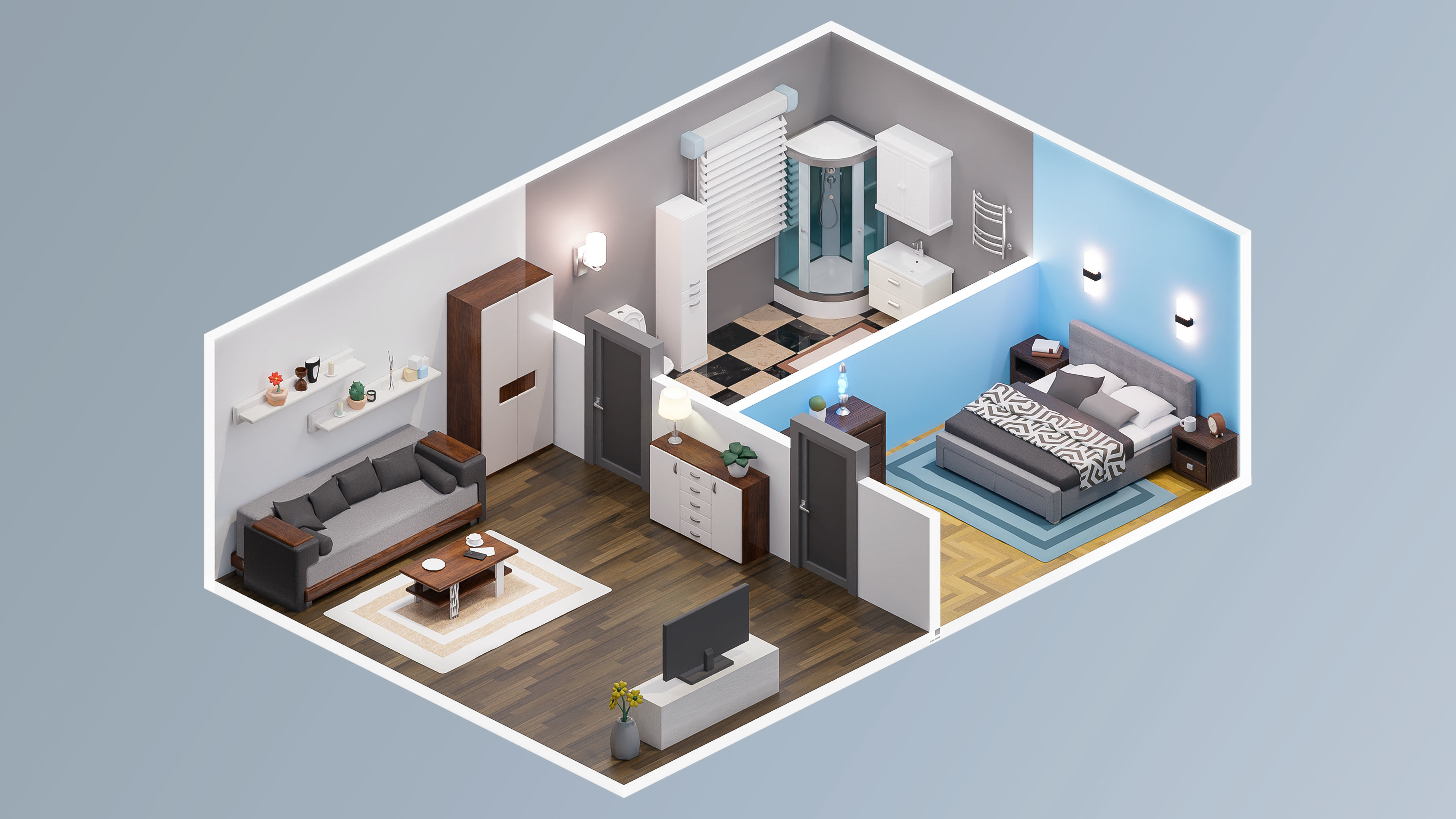 Room 31 Low-poly 3D model_4