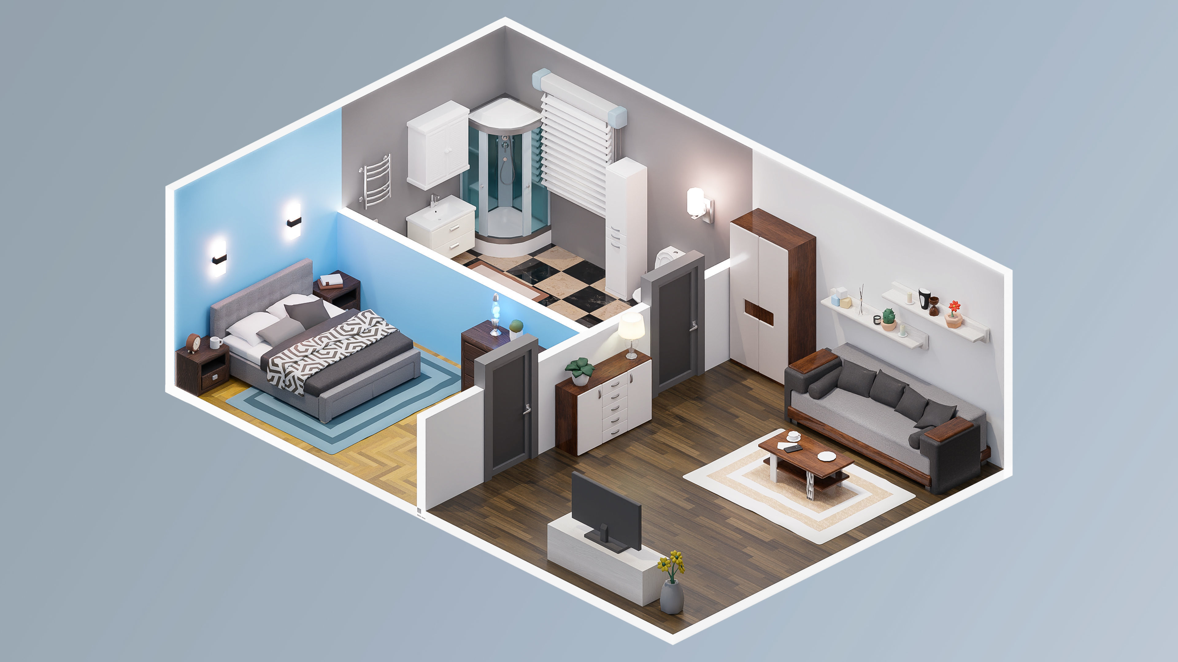 Room 31 Low-poly 3D model_3