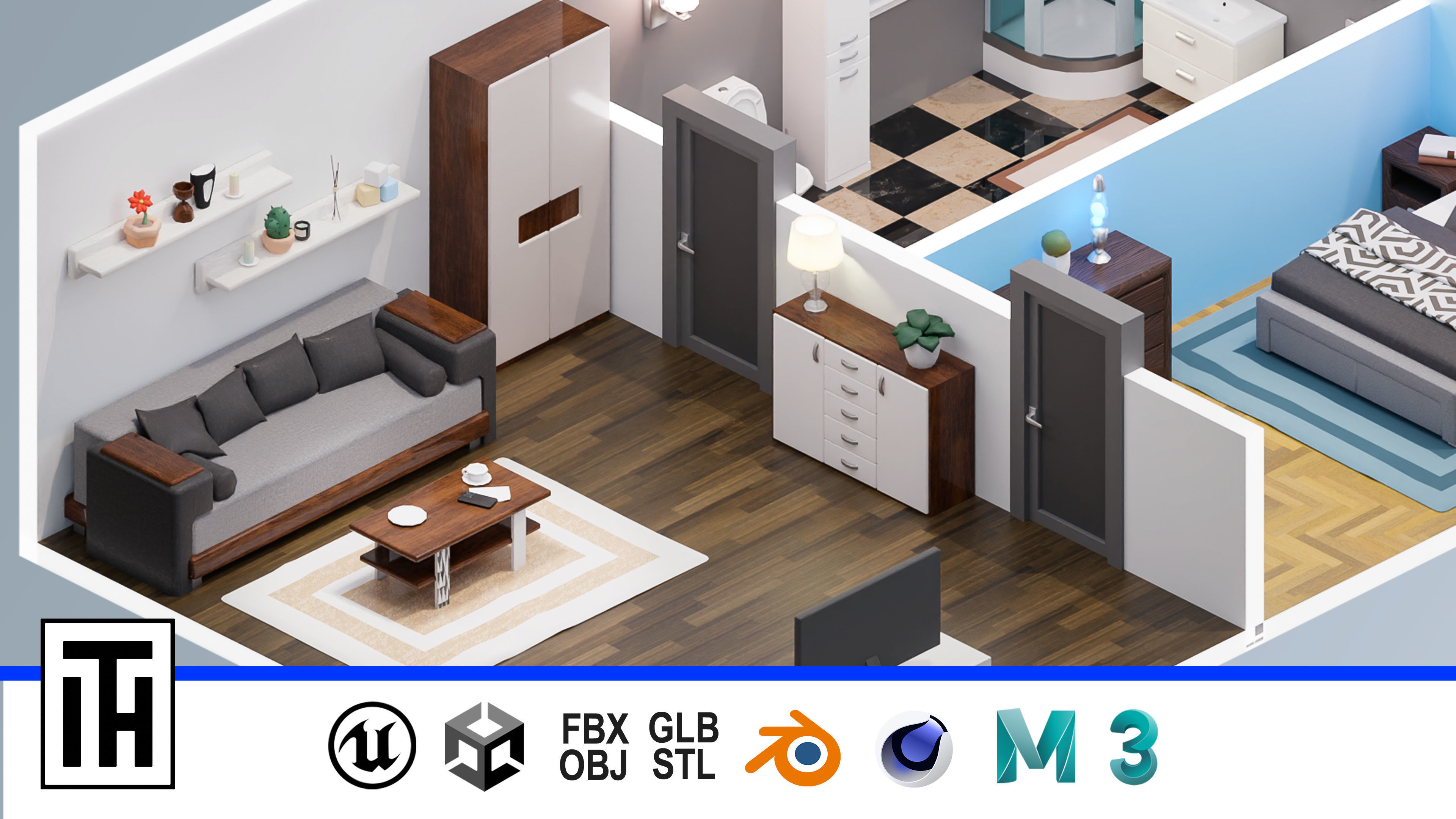 Room 31 Low-poly 3D model_1