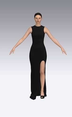 dress dart slit skirt basic look Low-poly 3D model