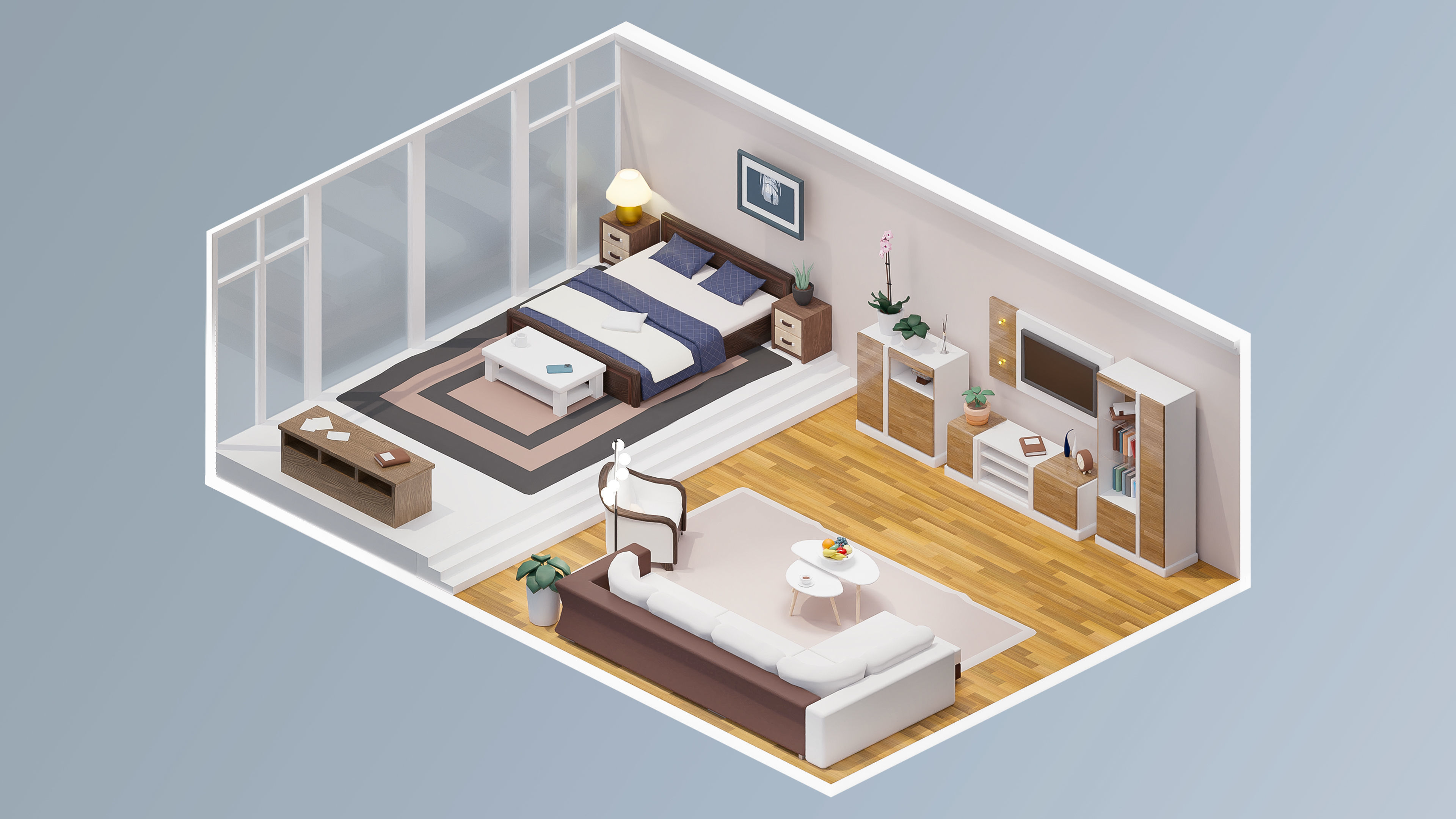 Room 32 Low-poly 3D model_3