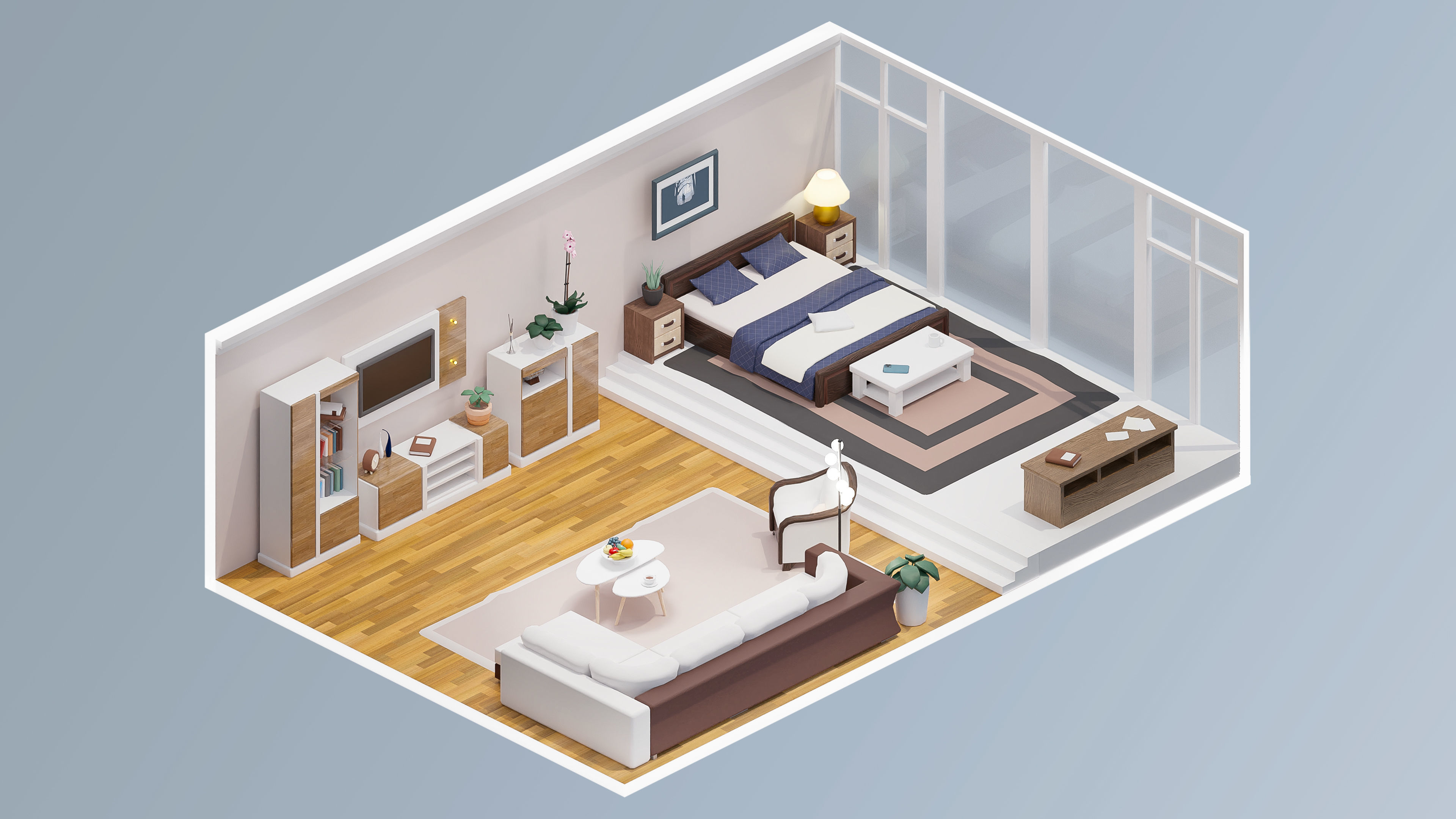 Room 32 Low-poly 3D model_4