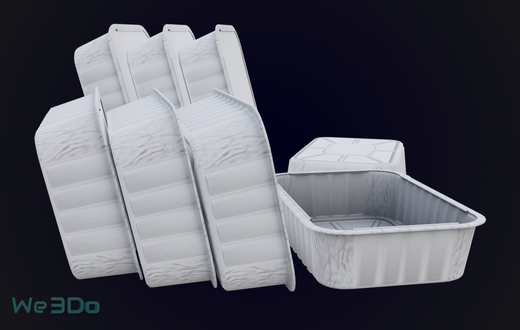 Colored Aluminum foil trays Low-poly 3D model_12