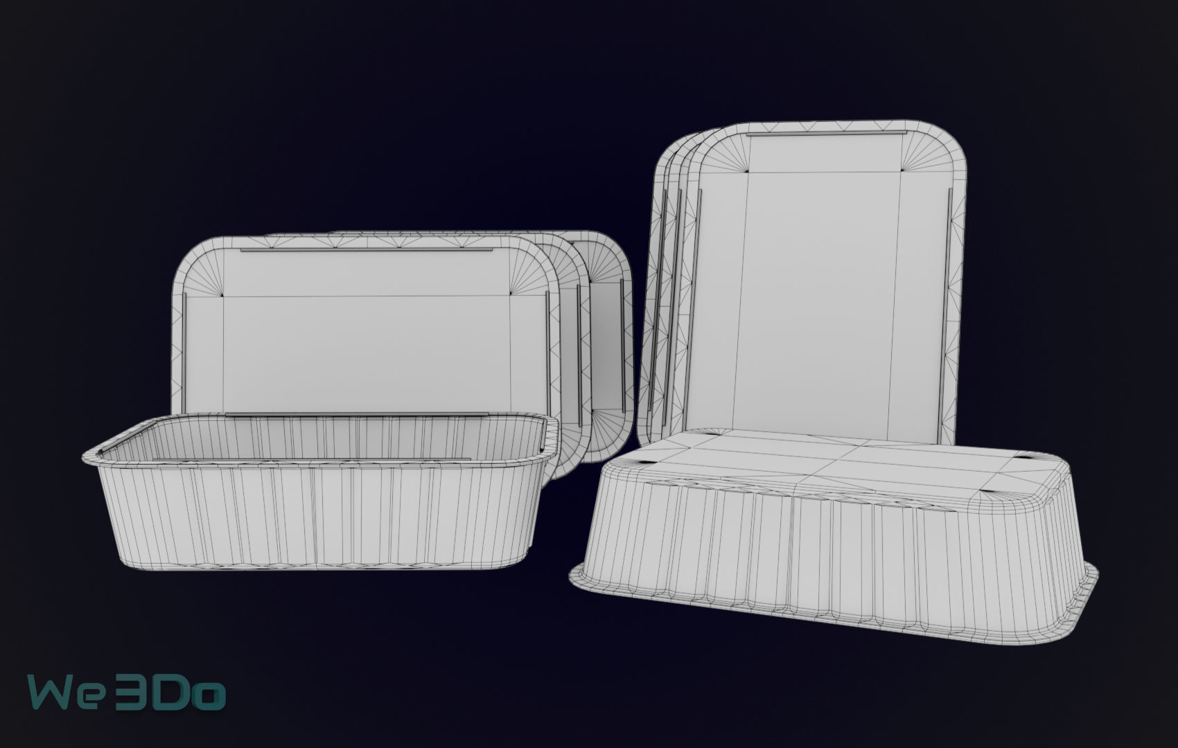 Colored Aluminum foil trays Low-poly 3D model_22