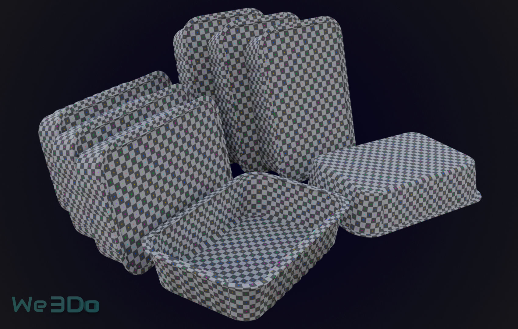 Colored Aluminum foil trays Low-poly 3D model_25