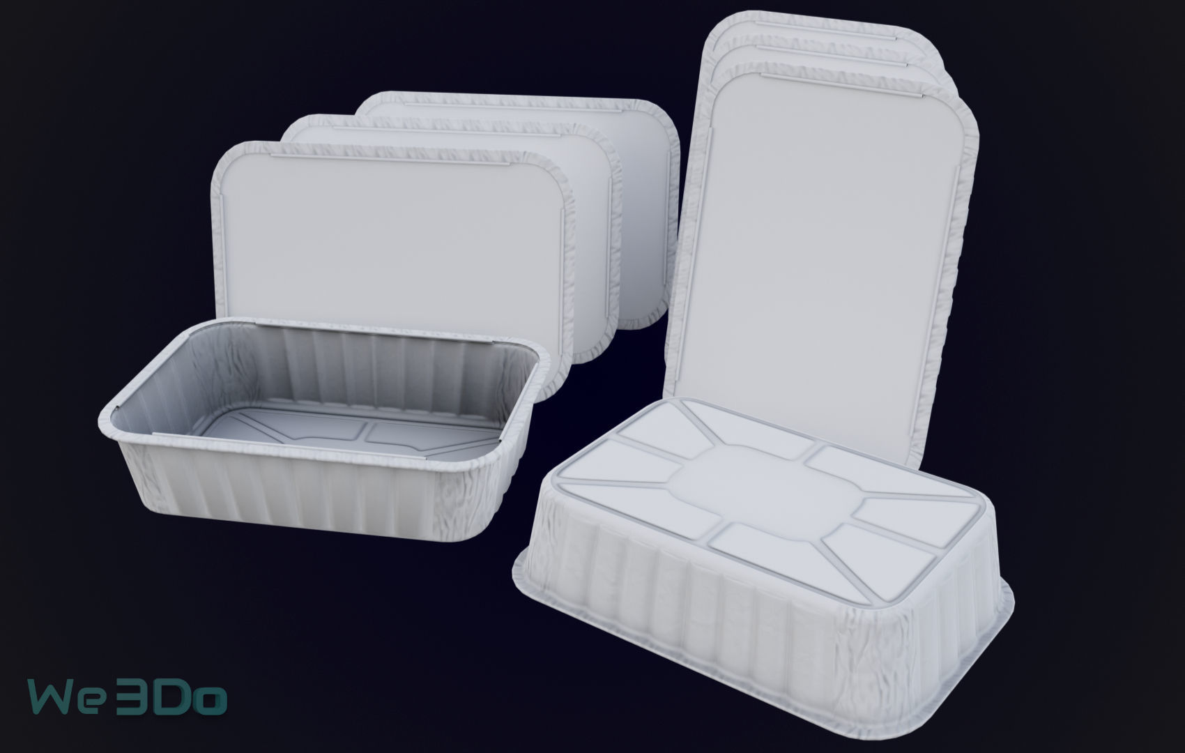 Colored Aluminum foil trays Low-poly 3D model_8