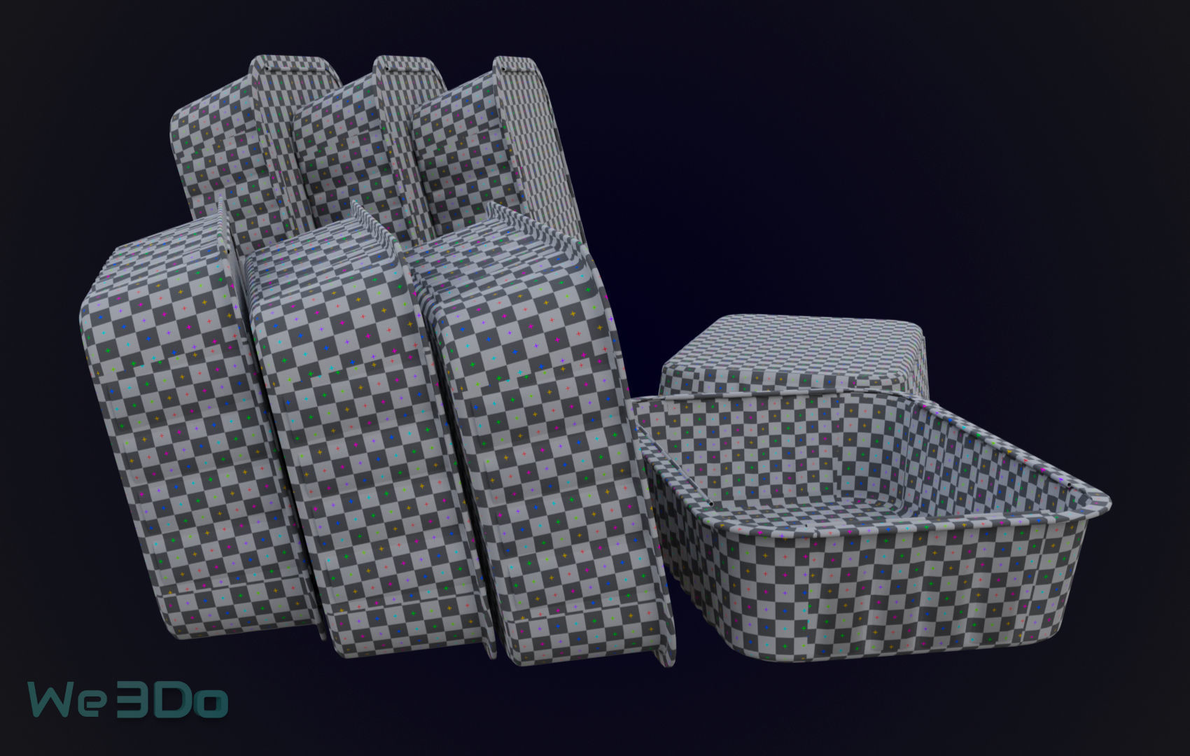 Colored Aluminum foil trays Low-poly 3D model_28