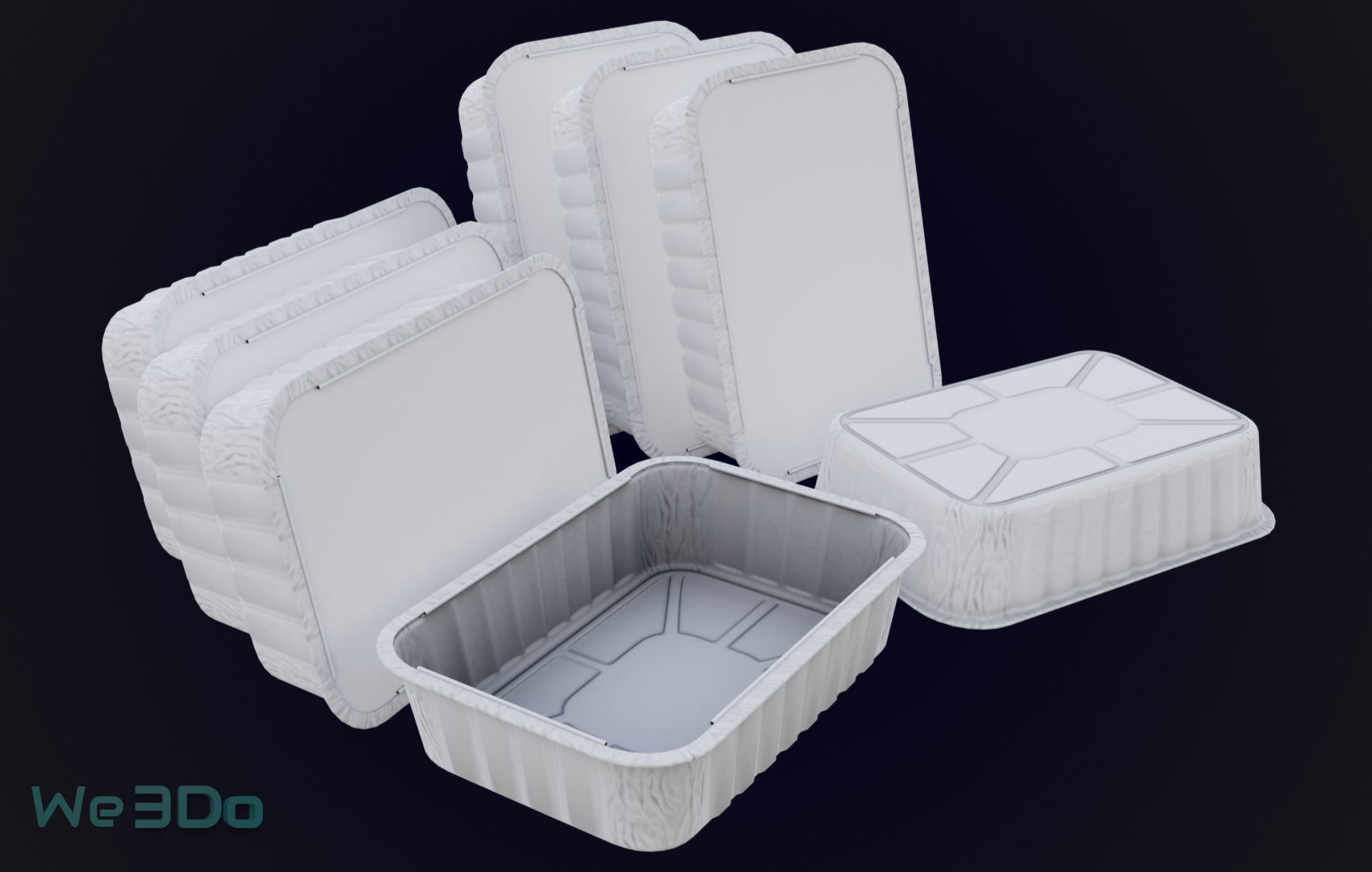 Colored Aluminum foil trays Low-poly 3D model_9