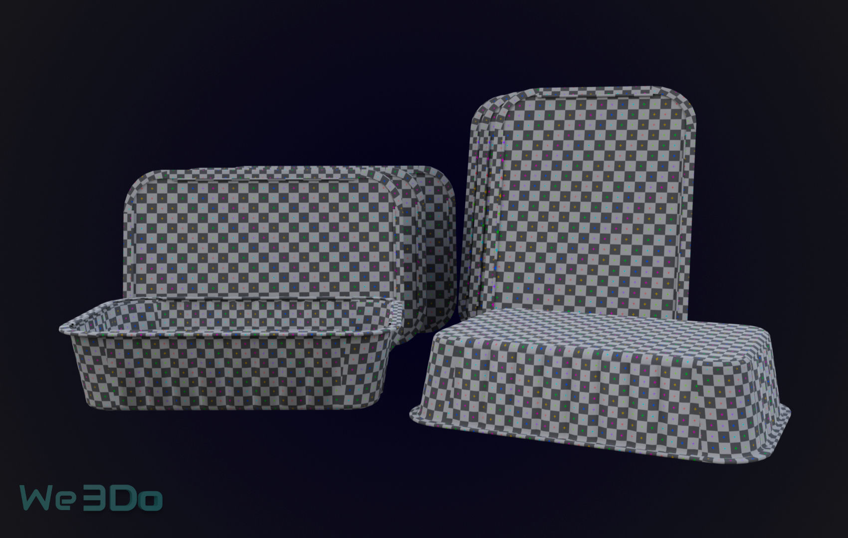 Colored Aluminum foil trays Low-poly 3D model_30