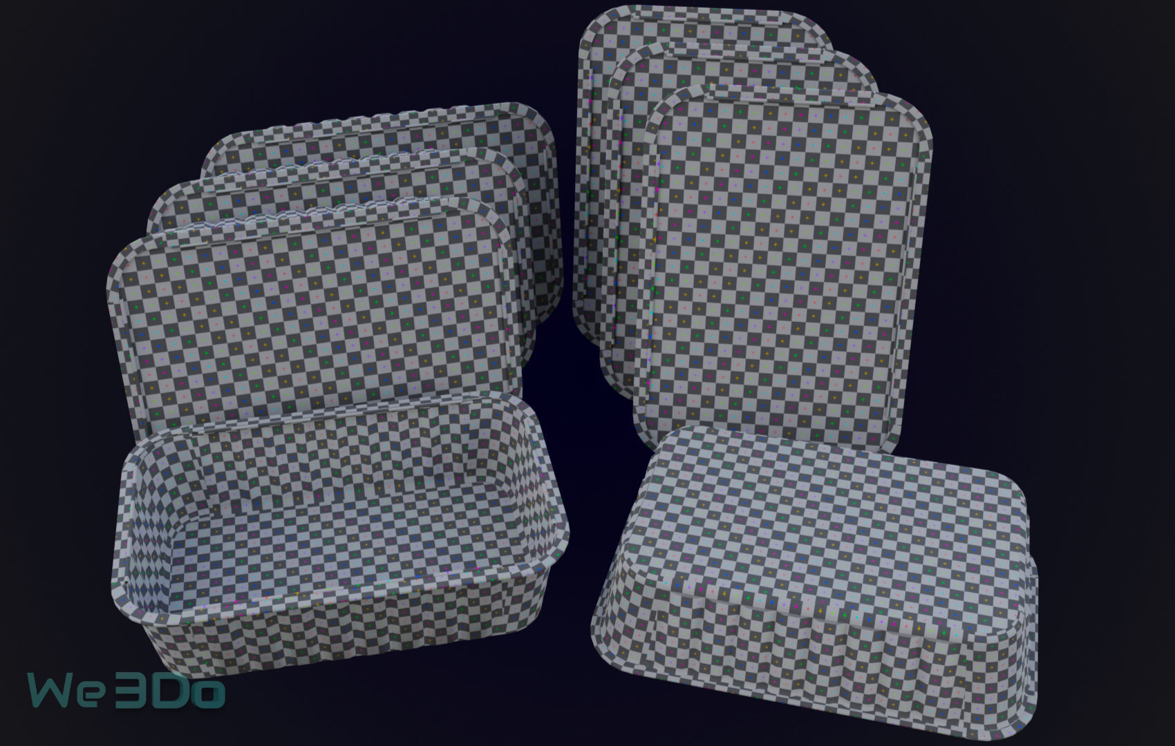 Colored Aluminum foil trays Low-poly 3D model_31