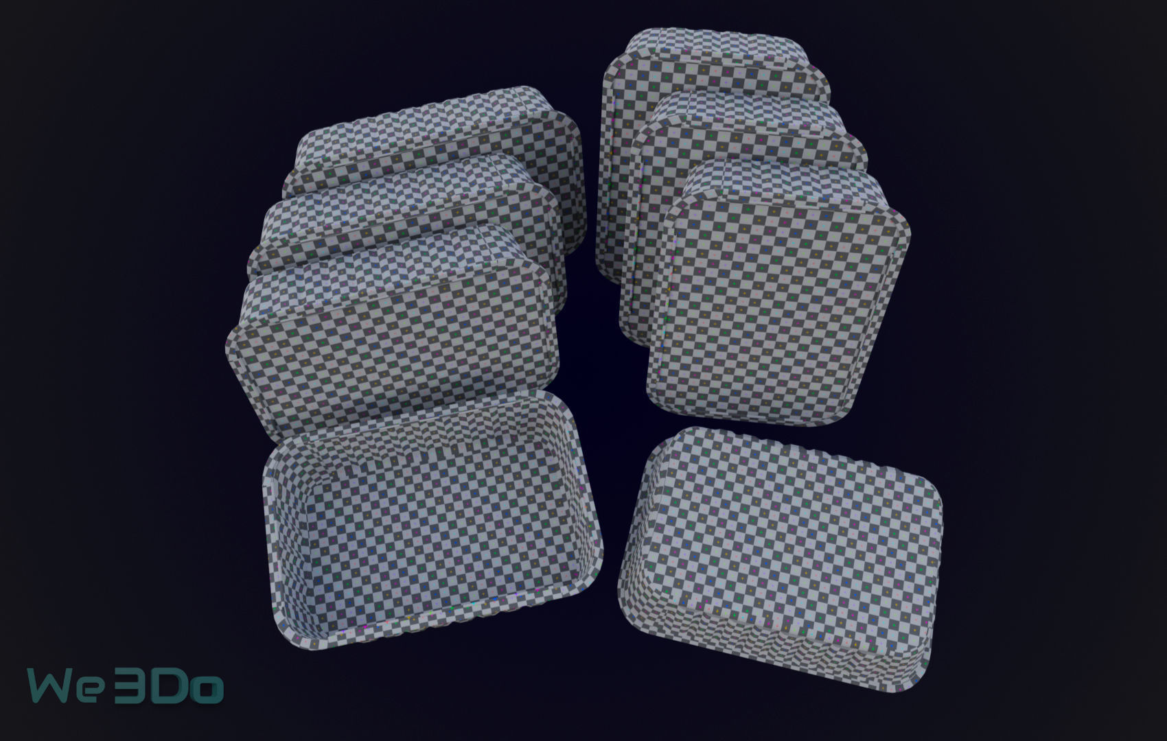 Colored Aluminum foil trays Low-poly 3D model_26