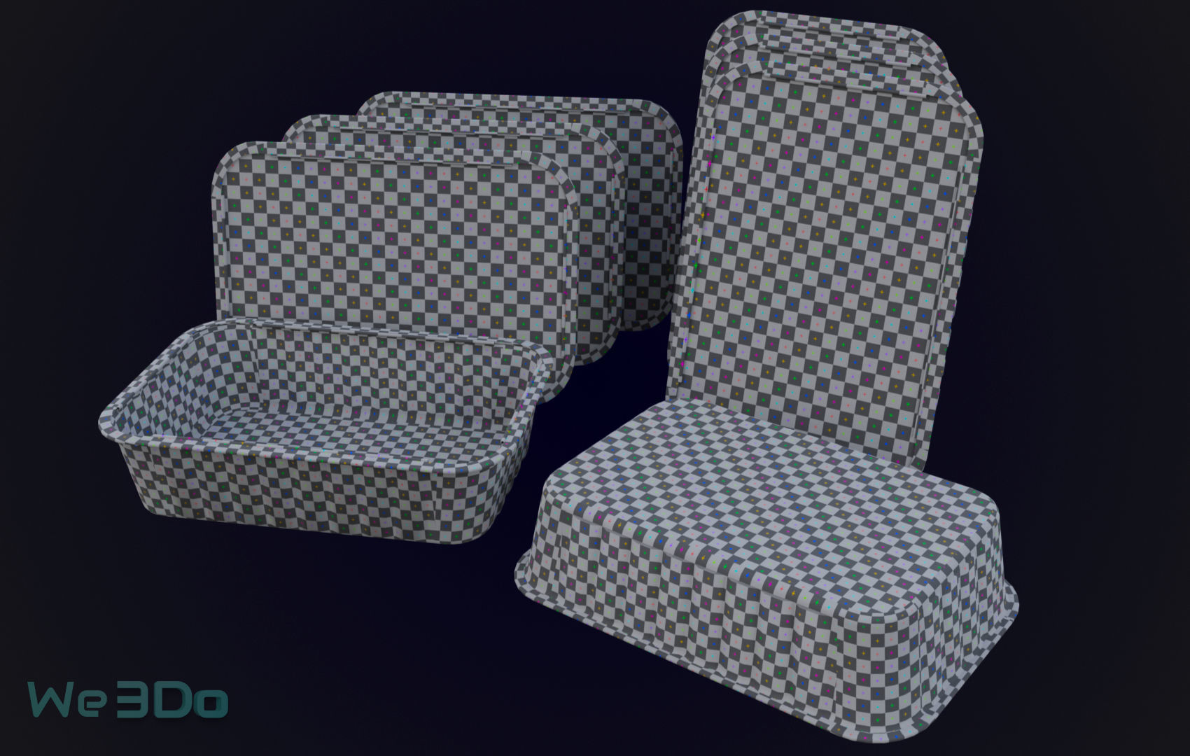 Colored Aluminum foil trays Low-poly 3D model_24