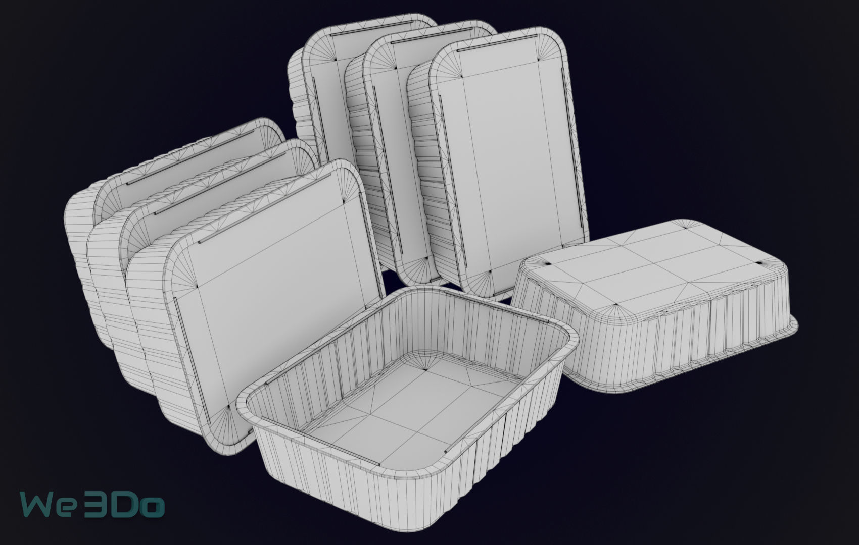 Colored Aluminum foil trays Low-poly 3D model_17