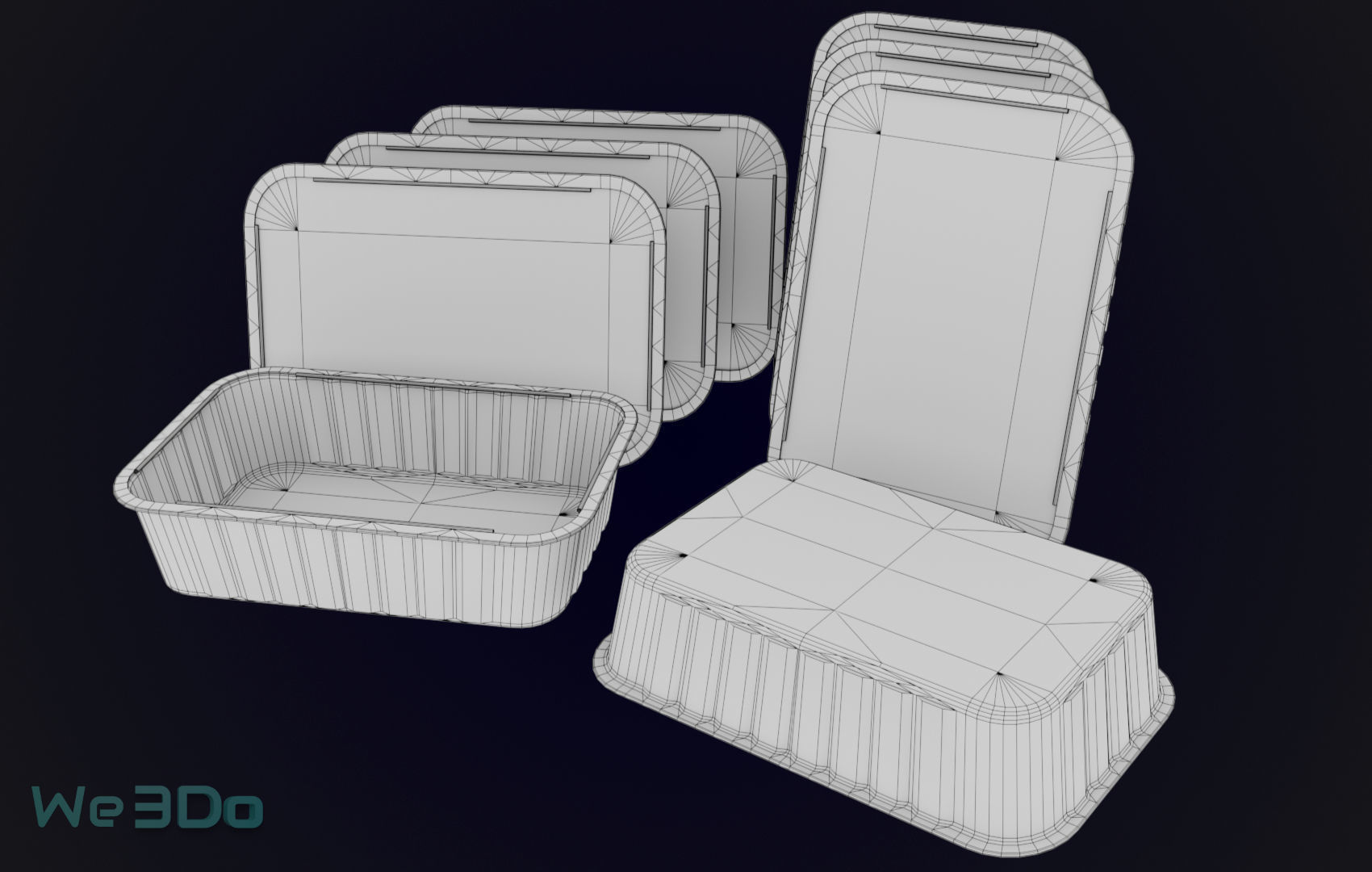 Colored Aluminum foil trays Low-poly 3D model_16