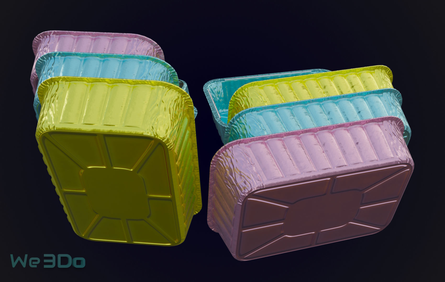 Colored Aluminum foil trays Low-poly 3D model_6