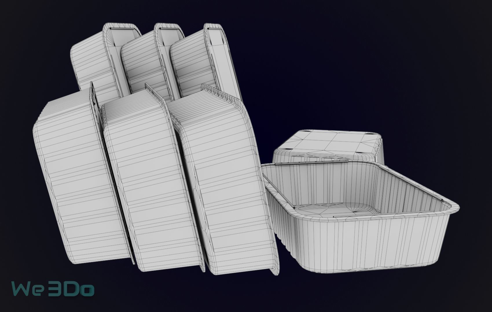 Colored Aluminum foil trays Low-poly 3D model_20