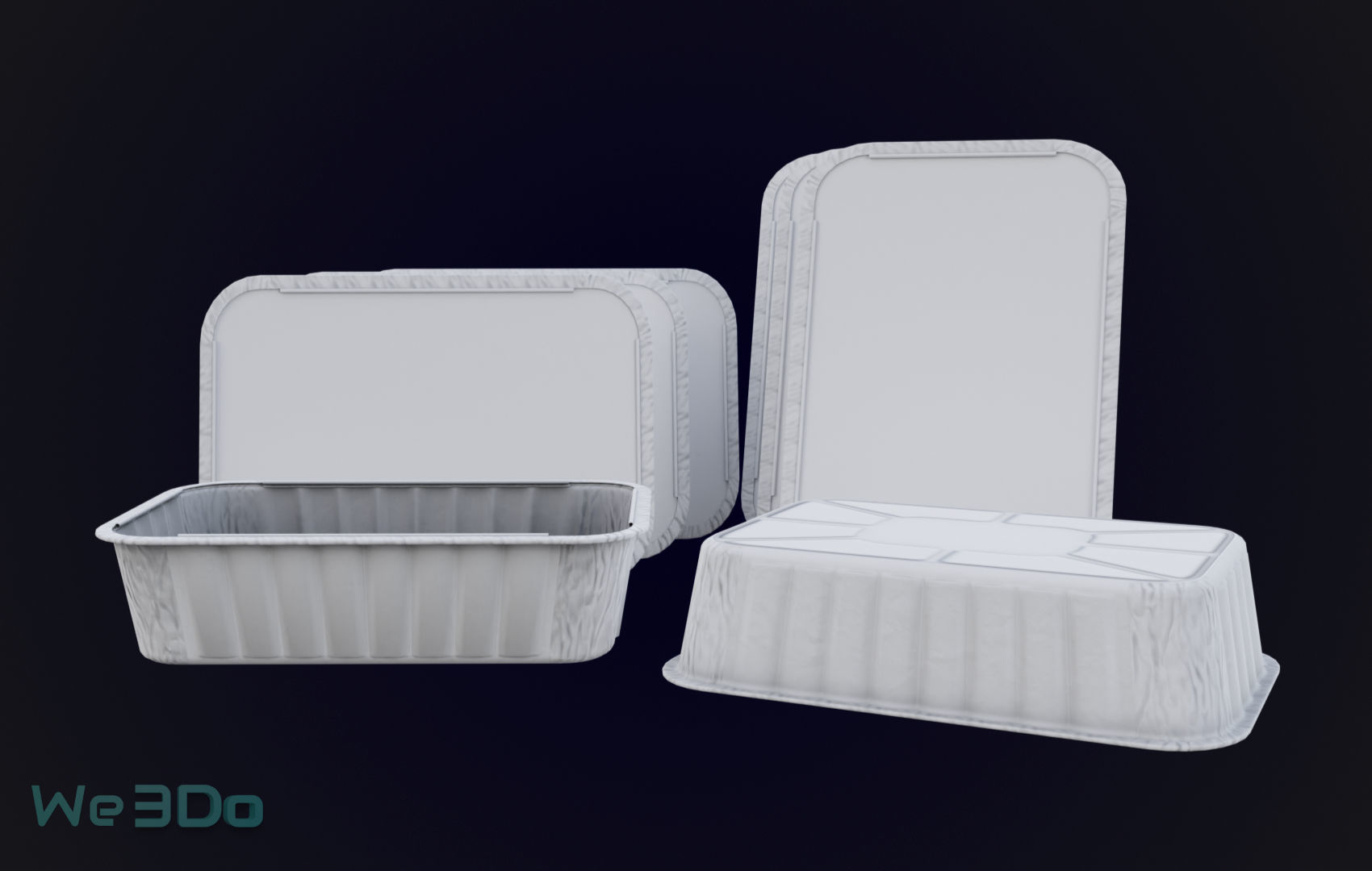 Colored Aluminum foil trays Low-poly 3D model_14