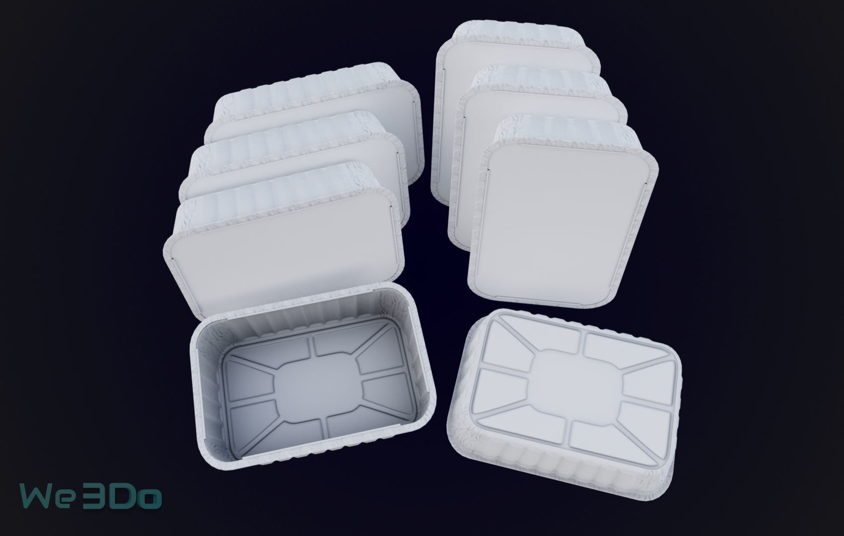 Colored Aluminum foil trays Low-poly 3D model_10