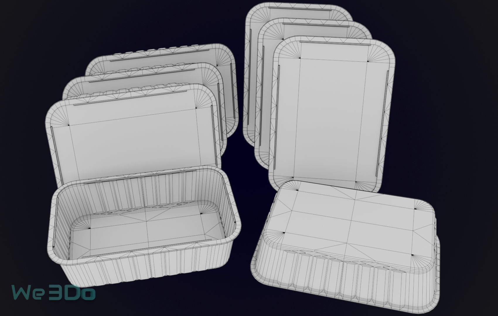 Colored Aluminum foil trays Low-poly 3D model_23