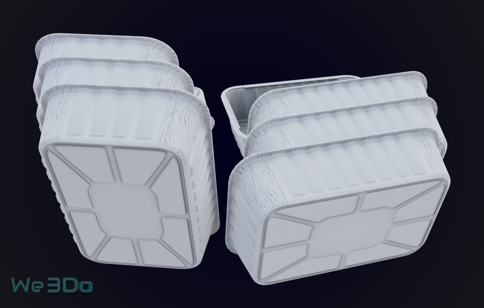 Colored Aluminum foil trays Low-poly 3D model_13