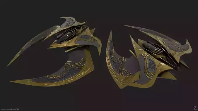 Spacecraft fighter Low-poly 3D model
