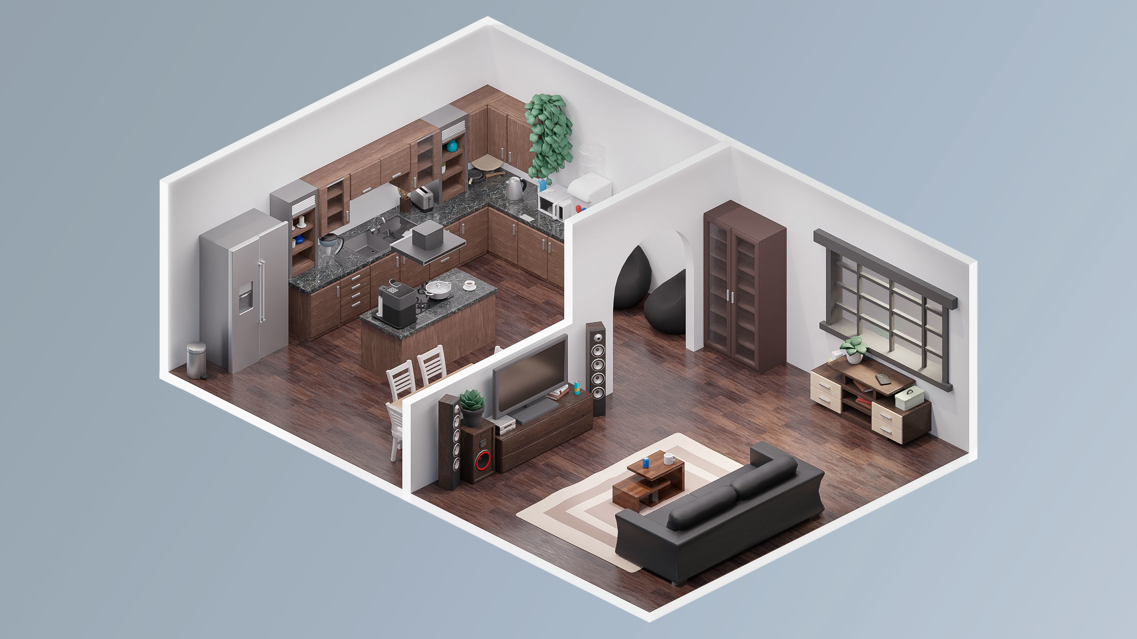 Room 33 Low-poly 3D model_3