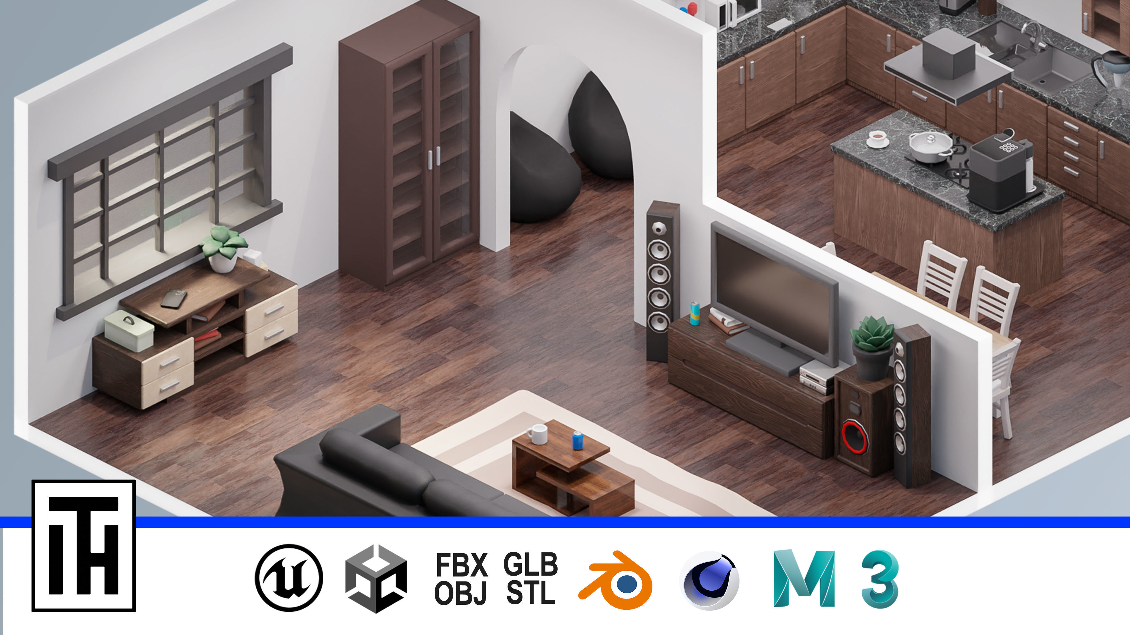 Room 33 Low-poly 3D model_1