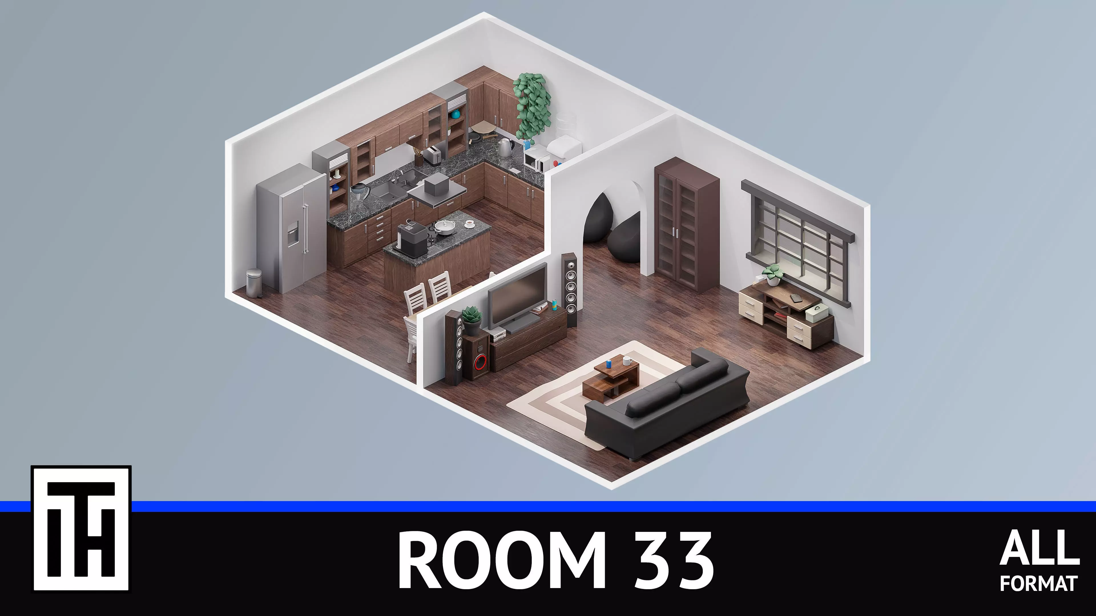 Room 33 Low-poly 3D model_0