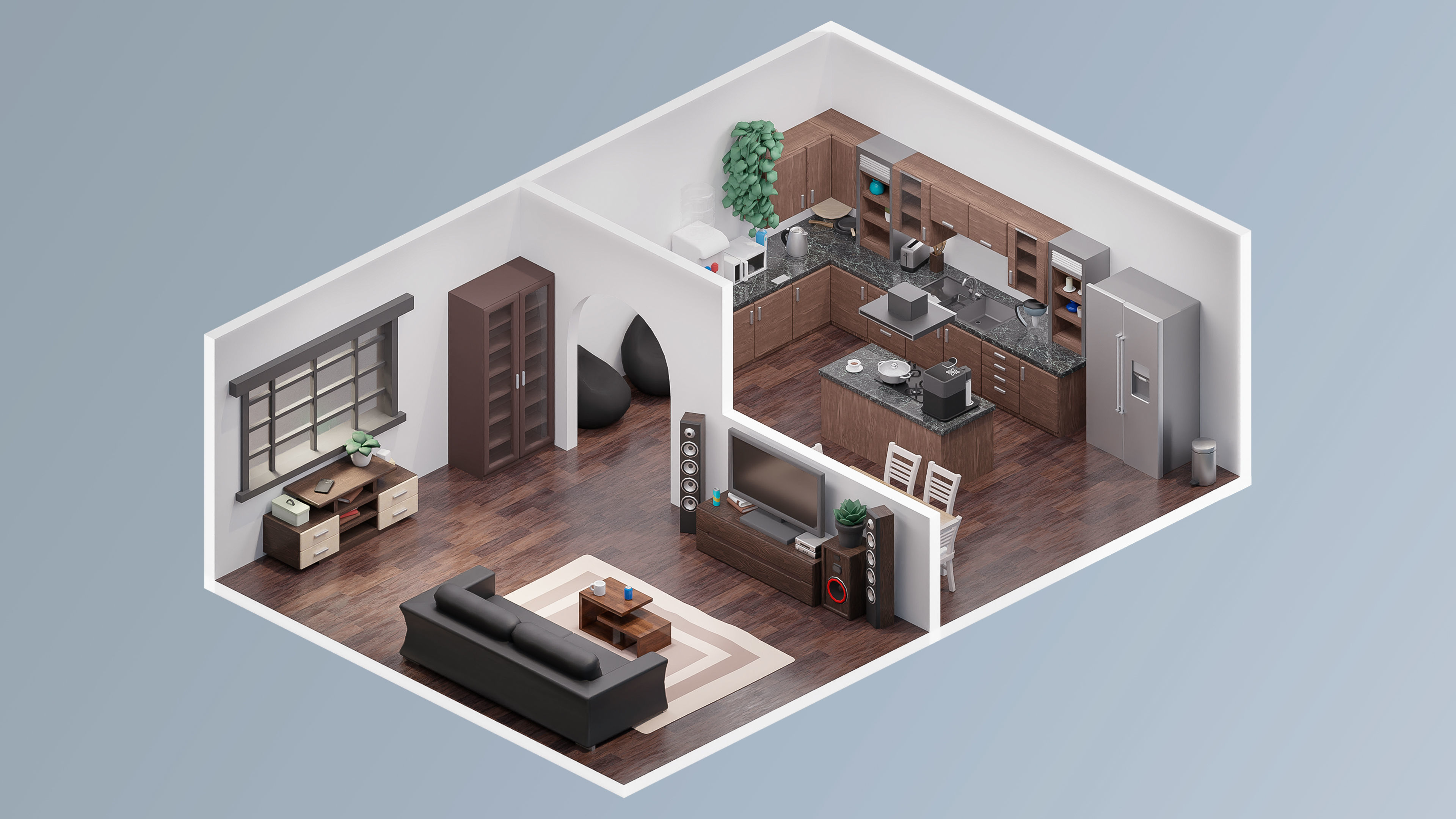 Room 33 Low-poly 3D model_4
